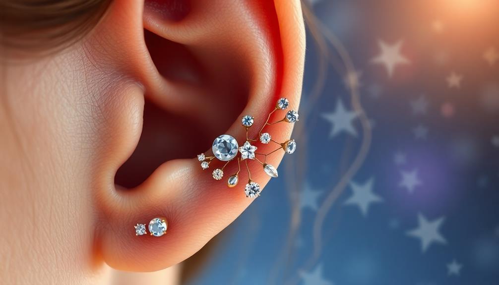 star patterned ear piercings