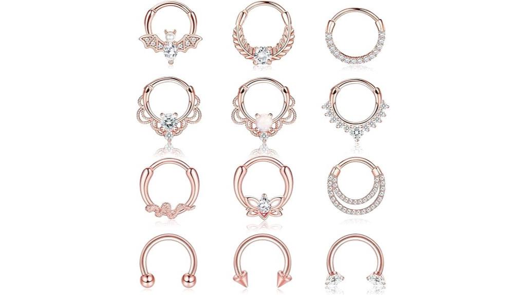 12 piece steel septum jewelry
