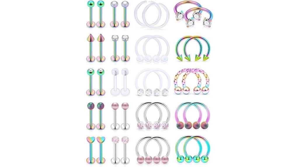 16g clear diamond lip rings