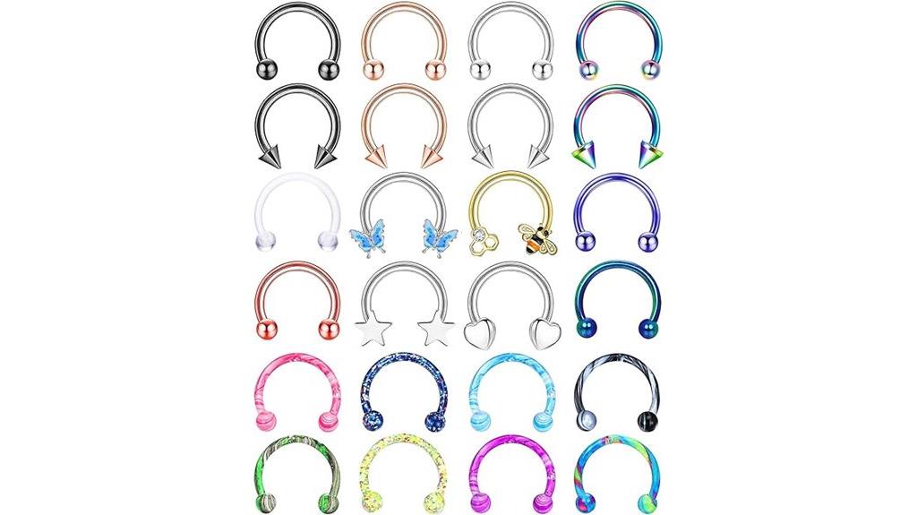24 piece septum nose ring set