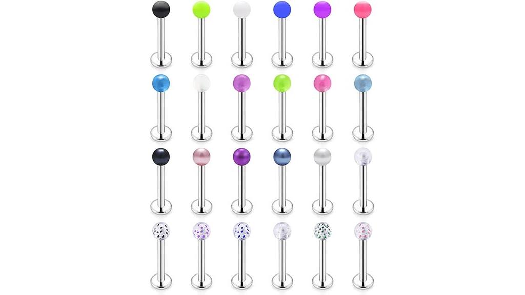 24 piece steel lip piercings