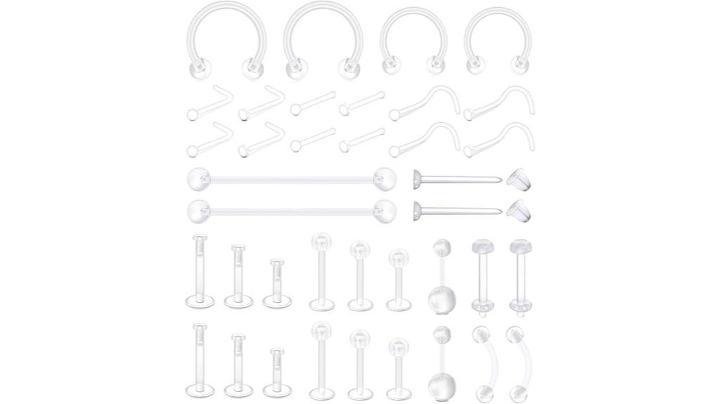 38 piece clear piercing retainers