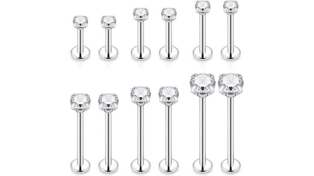 assorted steel labret jewelry