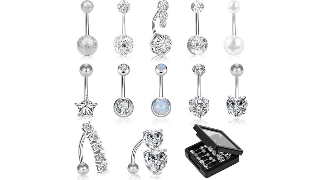 belly button jewelry set
