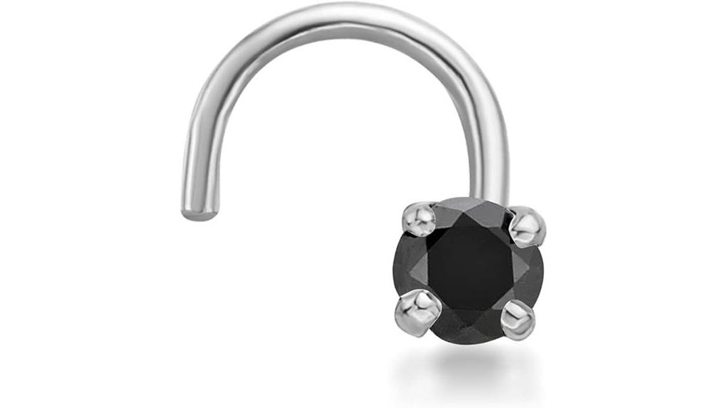 black diamond gold nose stud