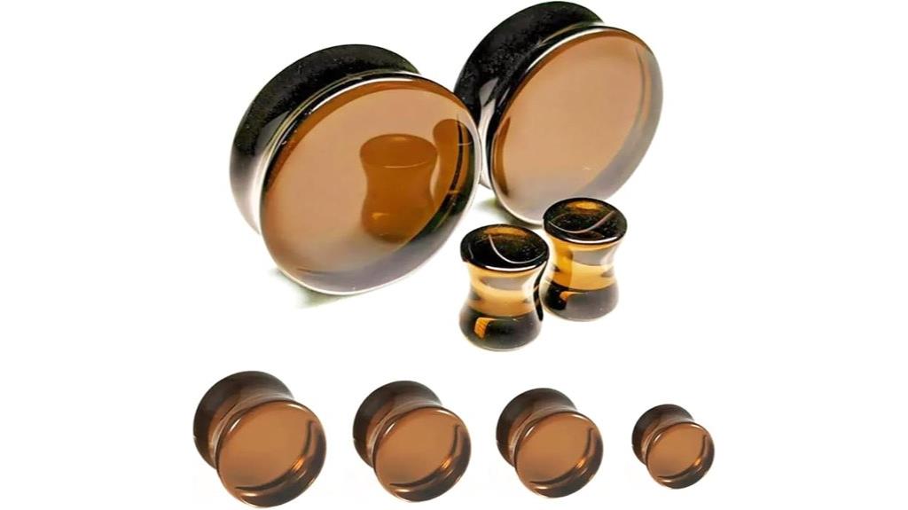 brown glass flare ear plugs