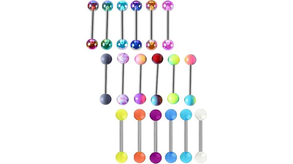 colorful tongue ring set