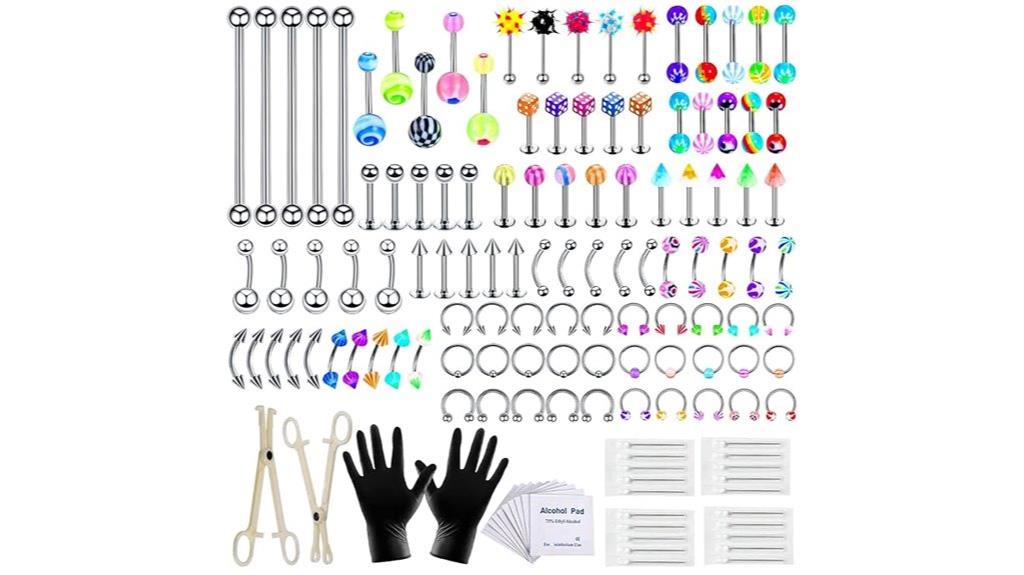 comprehensive piercing jewelry set