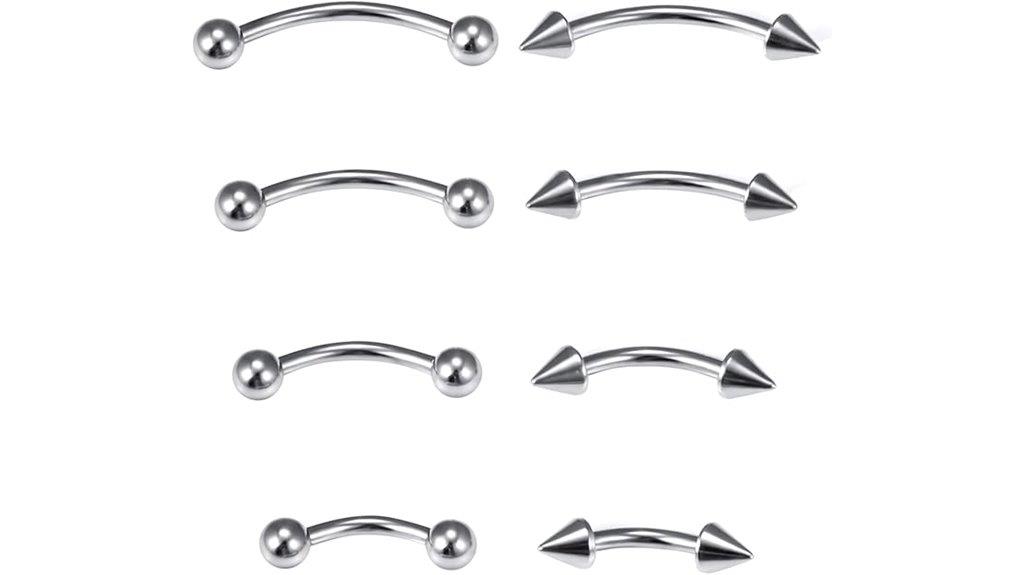 curved steel eyebrow bar