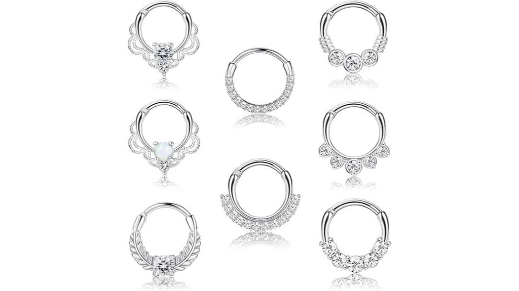 eight piece septum jewelry set