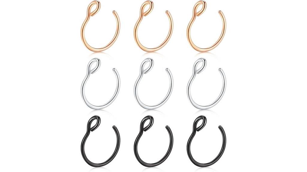 fake piercing hoop set