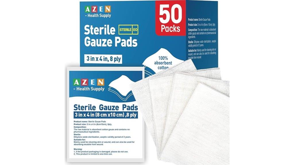 fifty sterile gauze pads