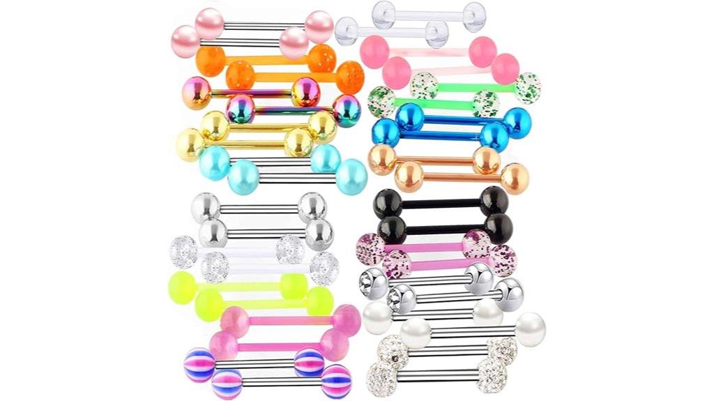 forty tongue rings set