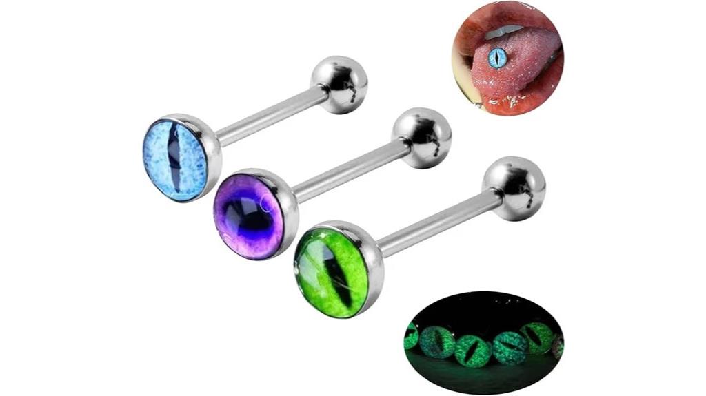 glow dragon eye tongue ring