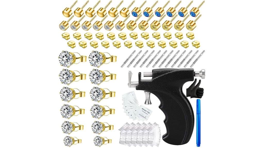 gold cz ear piercing kit