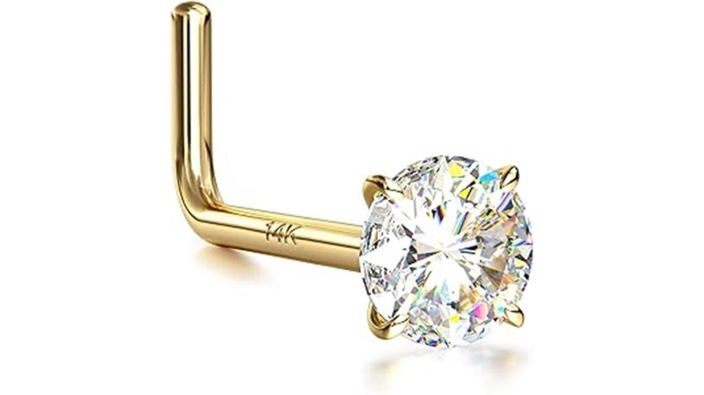 gold cz nose piercings