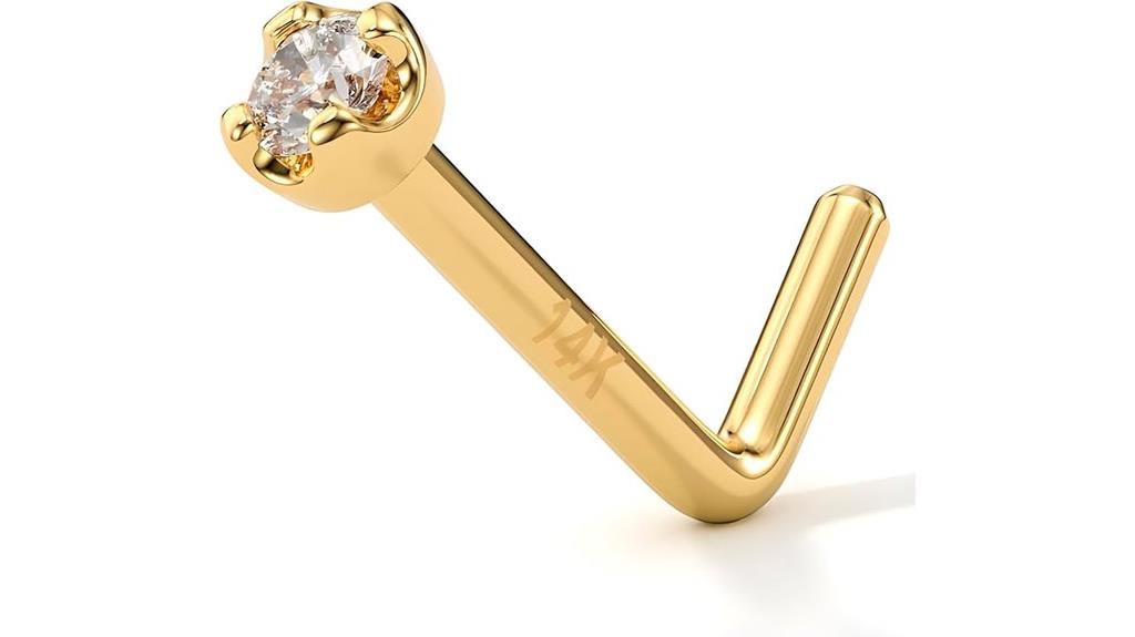 gold diamond nose stud