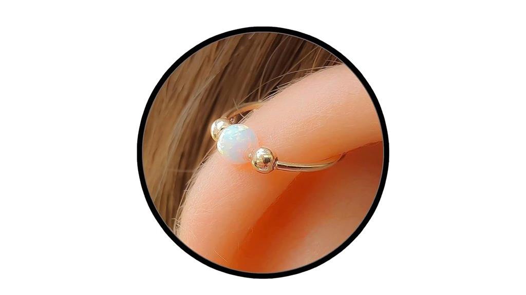 gold helix hoop with opal