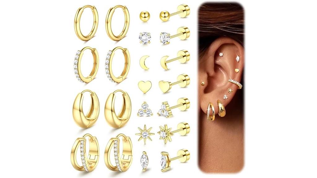 gold plated surgical steel earrings