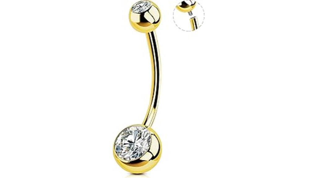 gold steel navel piercing
