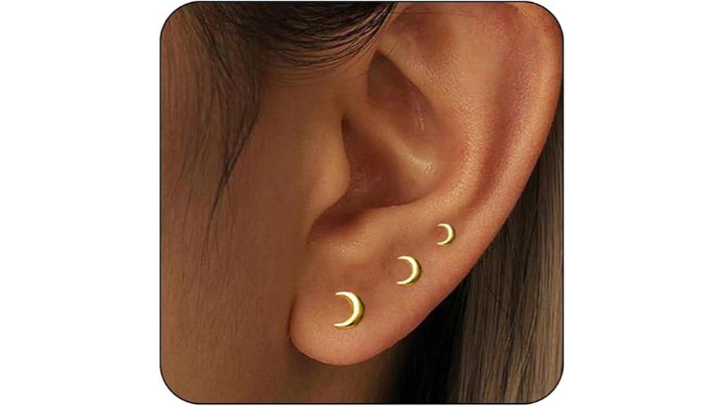 gold stud earrings set