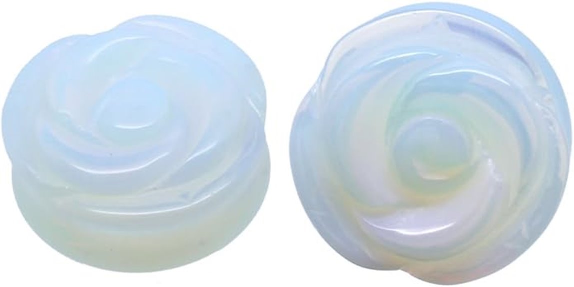hand carved opalite rose gauges