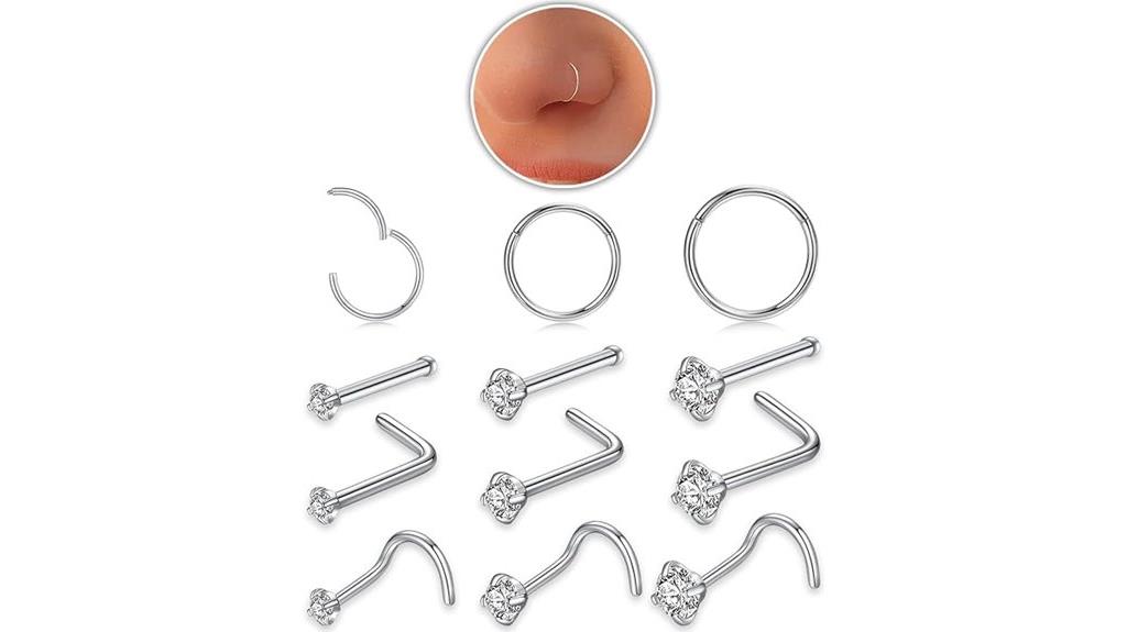 hypoallergenic nose jewelry set