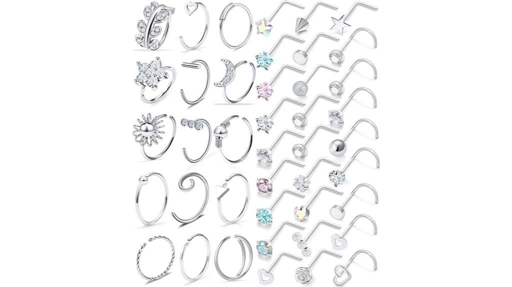 hypoallergenic nose jewelry set
