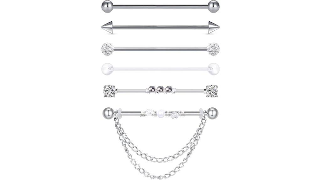 industrial steel piercing barbell