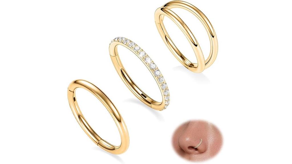 multiple gauge nose rings