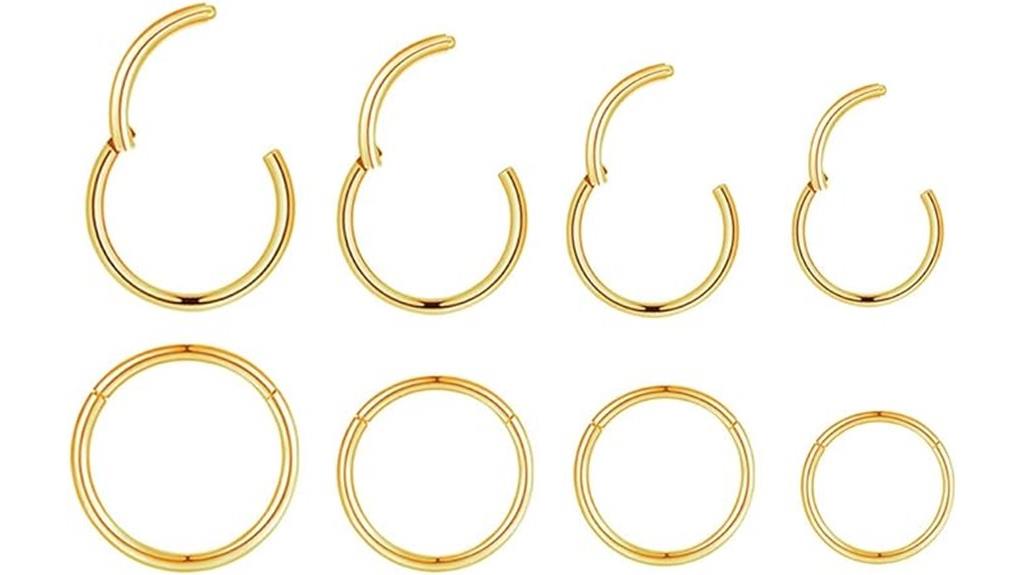 multiple steel nose piercings