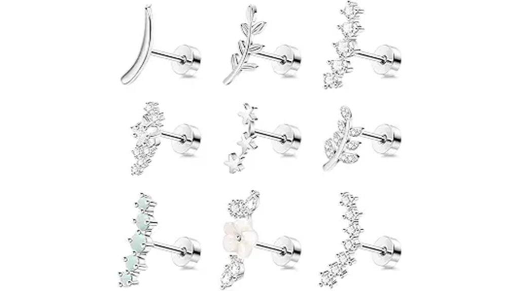 nine piece steel earrings