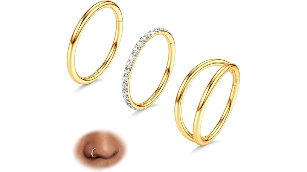 nose rings hoop set