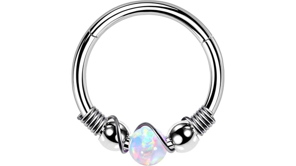 opal steel septum jewelry