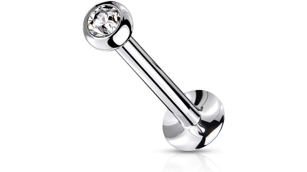 pierced owl crystal barbell