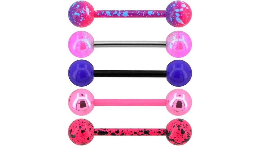 pink acrylic splatter piercings