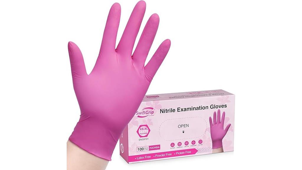 pink powder free nitrile gloves