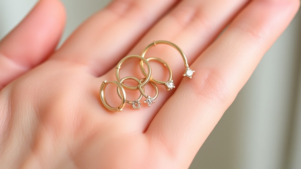 rose gold cartilage hoop earrings