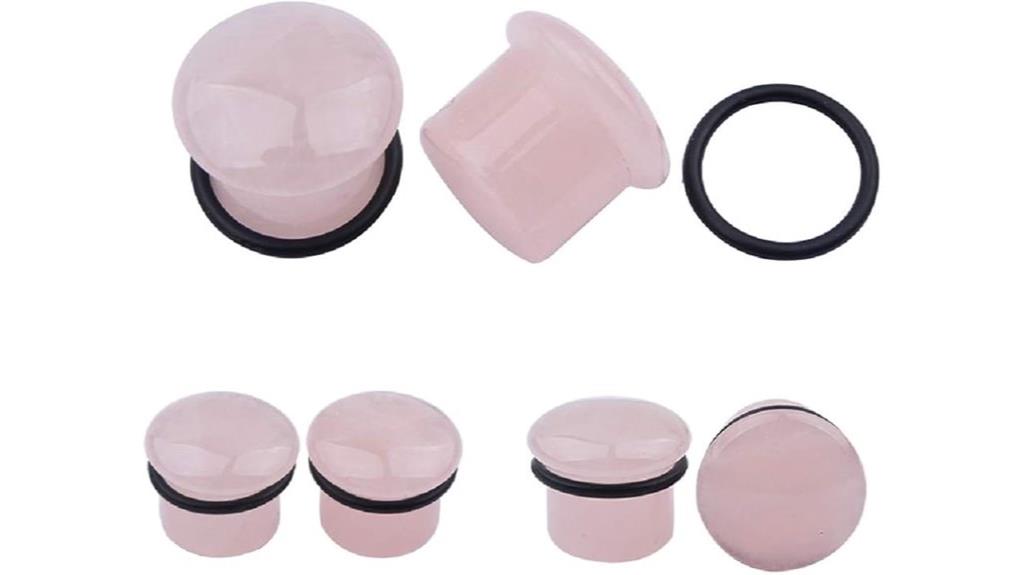rose quartz flared ear plugs