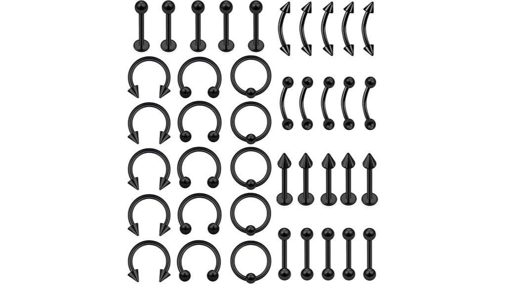 set of 40 steel lip jewelry