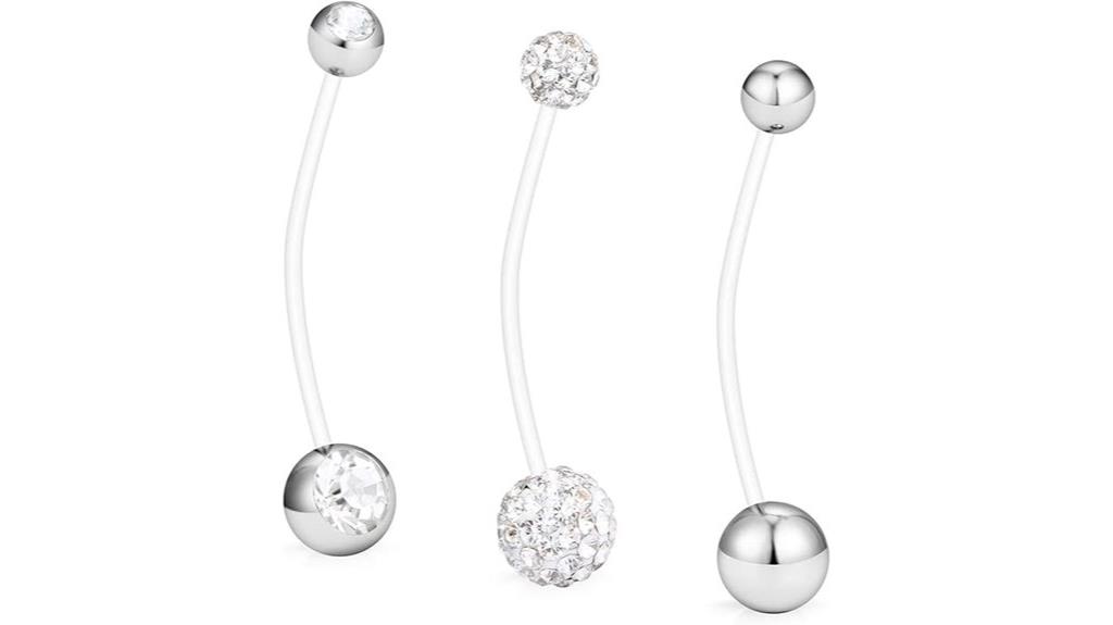 set of three cz belly buttons