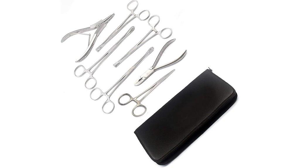 seven body piercing instruments