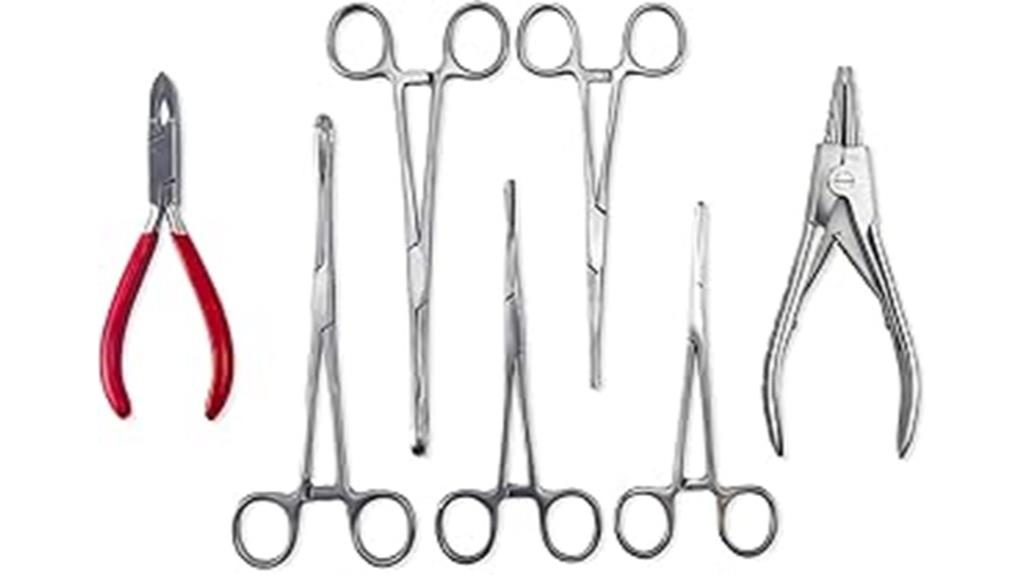 seven stainless steel tools