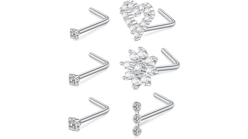 silver gold nose studs