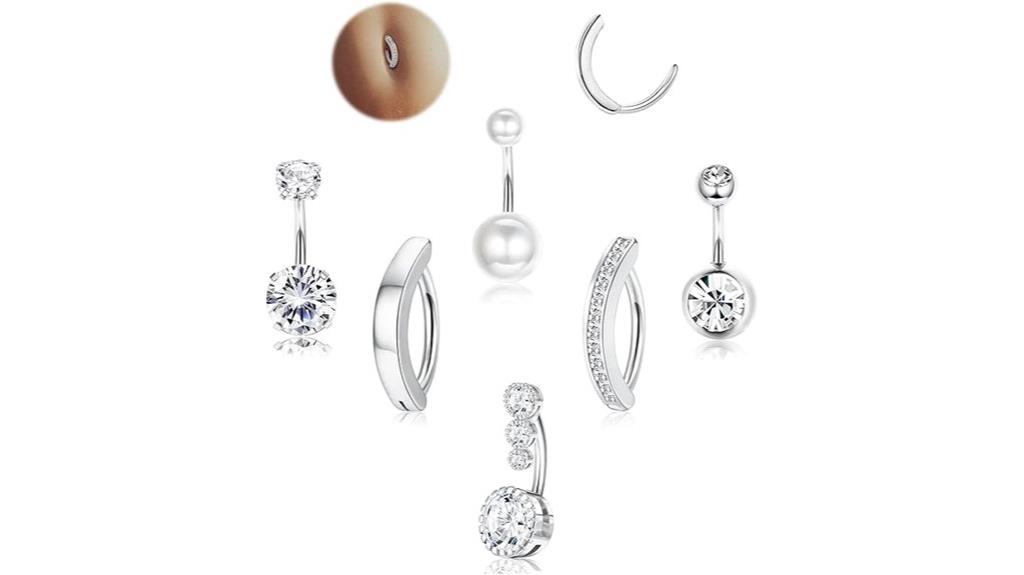 silver gold plated belly button piercings