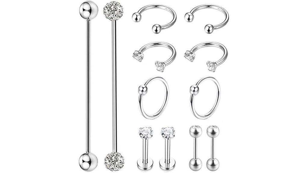 stainless steel piercing set