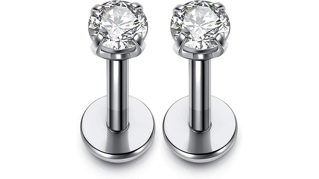 stainless steel zircon lipring