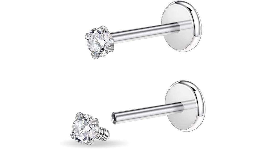 steel cz studs pair