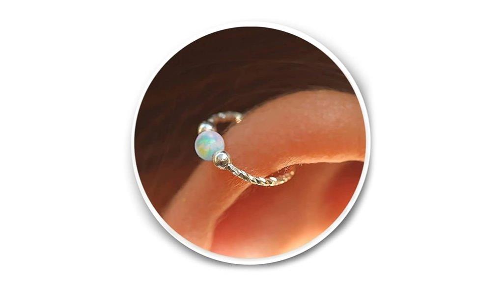 sterling silver opal hoop