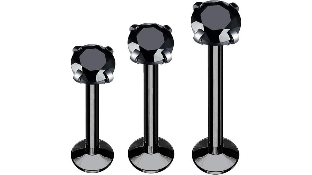 three piece labret jewelry